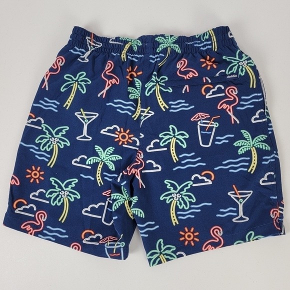 Chubbies‎ NEW Men's Small Navy Neon Lights 7" Inseam Flamingo Retro Swim Trunks - Picture 3 of 13